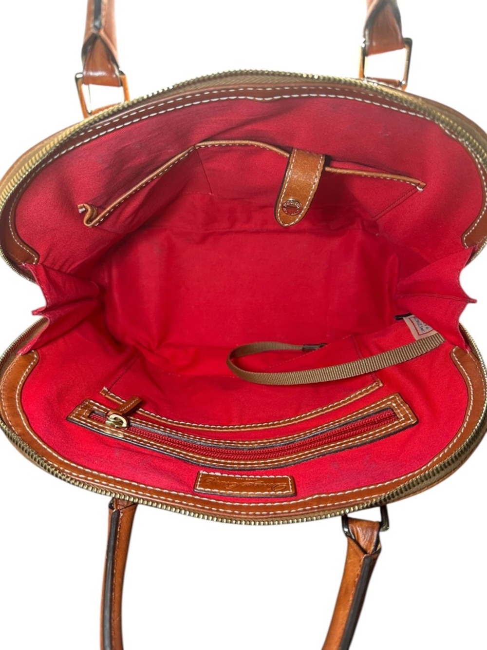 Dooney & Bourke Pebble Grain Zip Zip Satchel Caramel Hand Bag Purse - Picture 8 of 13